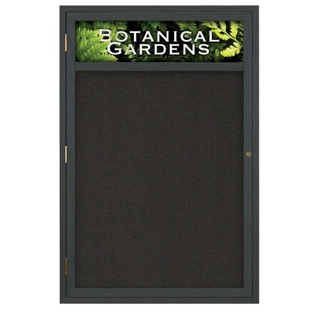 United Visual Products Sliding Glass Door Radius Letterboard, 96"x48", Black/Grey Vinyl UV9024ACS-BLACK-GREYVL